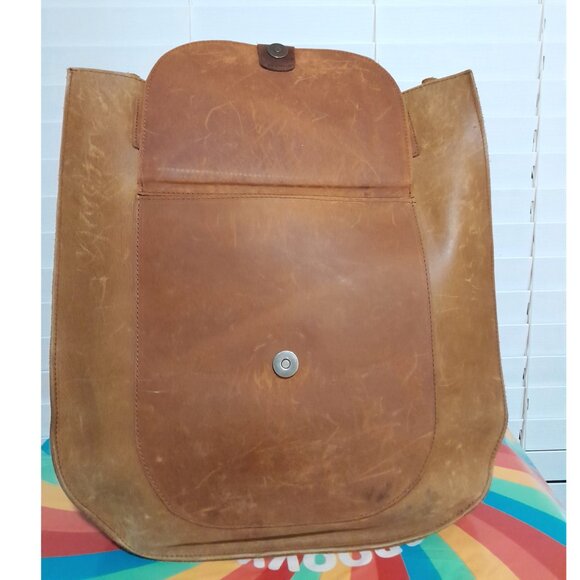 ABLE Leather Large Brown Rugged Bohemian Western  Tote Shoulder Bag - Picture 9 of 12